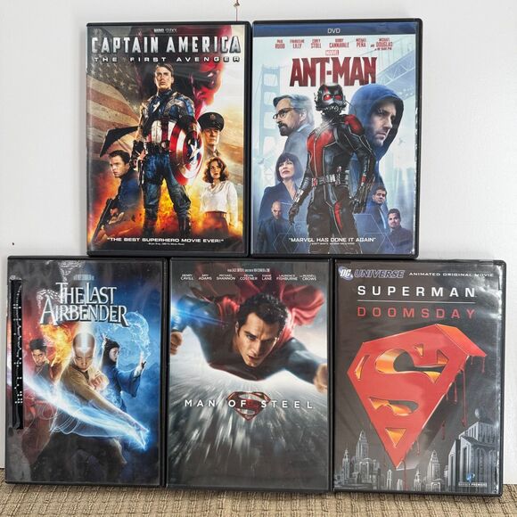 Other - 5 DVD Superhero Movie Lot Marvel DC Captain America Ant-Man Superman